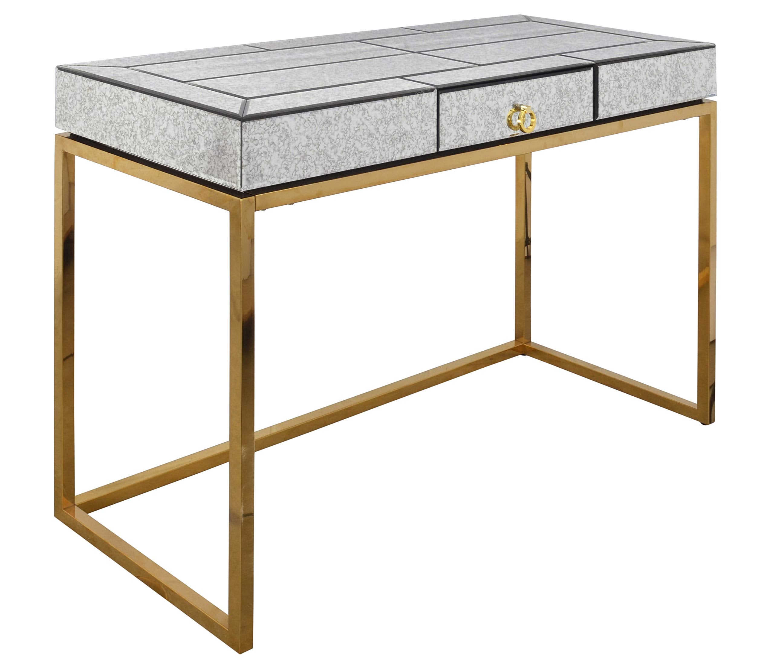 Afd Home Hollywood Glam Antiqued Mirrored Greek Gold Design Console Sofa Accent Table